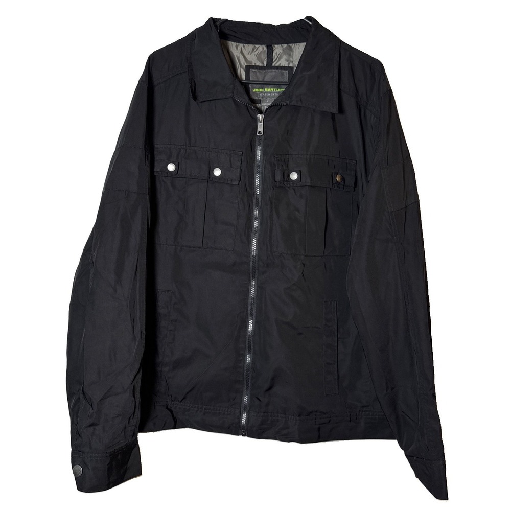 John Bartlett Statements Mens Jacket Large Black Full Zip Utility Lightweight L